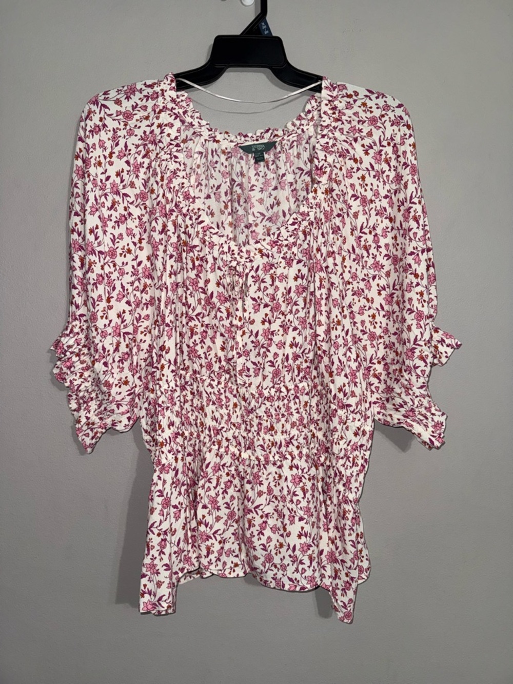 Terra & Sky Pink Floral Peasant Blouse 3X BNWT